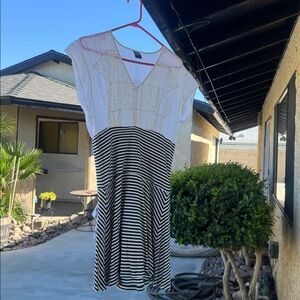 Free People Black and White Striped Top